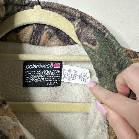 Vintage 90s Polar Fleece Full Zip Camo Hunting Spartan Realtree Jacket Men's XL - Picture 4 of 7